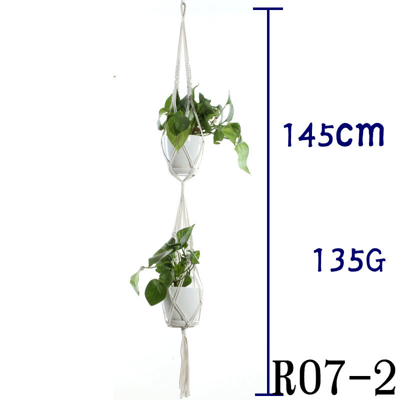 Flower Pot Net Bag Beige Cotton Rope Indoor Plant Hanger Hanging Basket Sling