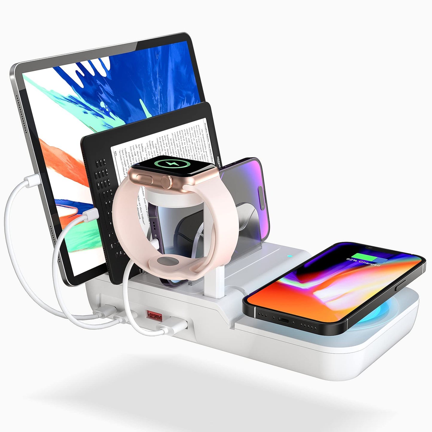 70W Charging Station For Multiple Devices, 5 In 1 Fast Charging Dock