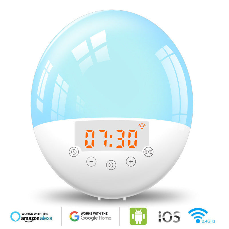 wifi voice control smart wake-up light alarm clock sunrise natural wake-up light