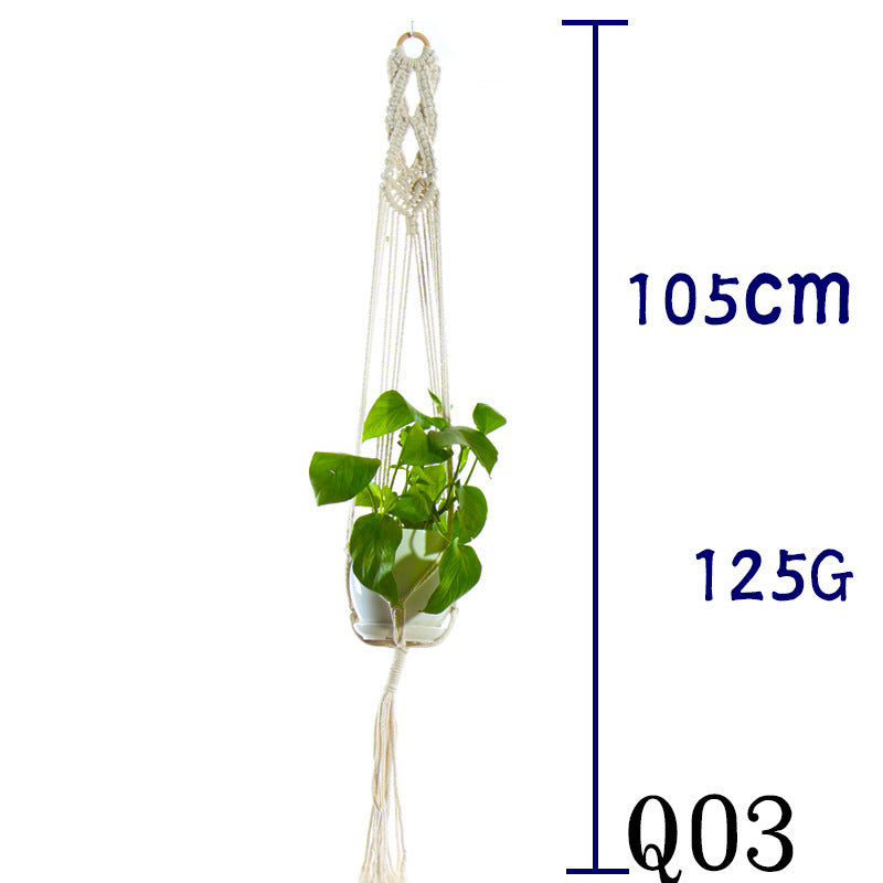 Flower Pot Net Bag Beige Cotton Rope Indoor Plant Hanger Hanging Basket Sling