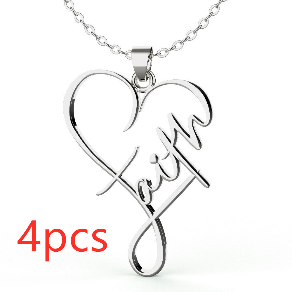 European And American Necklace Heart Of Faith Pendant