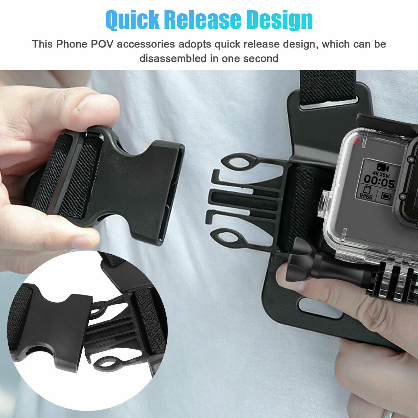 Chest Harness Body Strap Mount Accessories Adjustable For Smart Phone Android