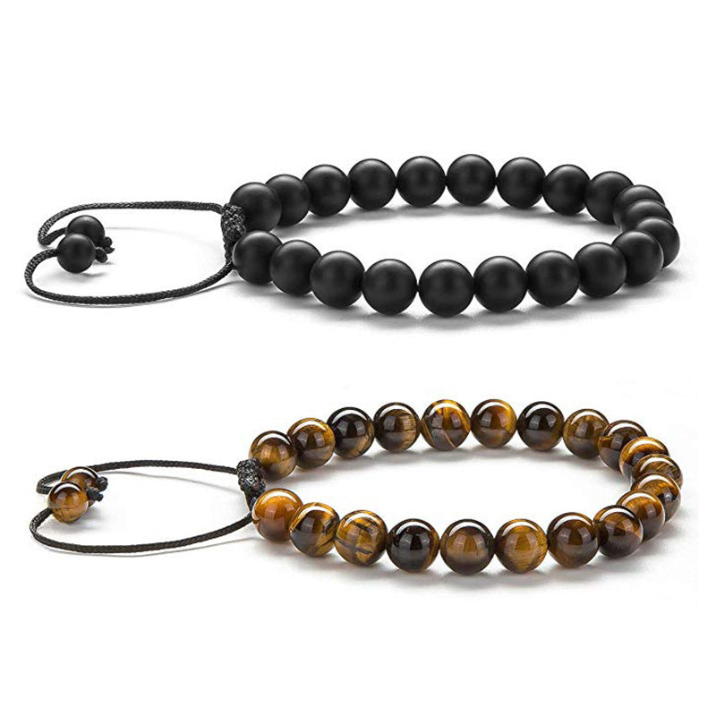 Tiger Eye Couple Bracelets Matte Black Agate Beads Bracelet