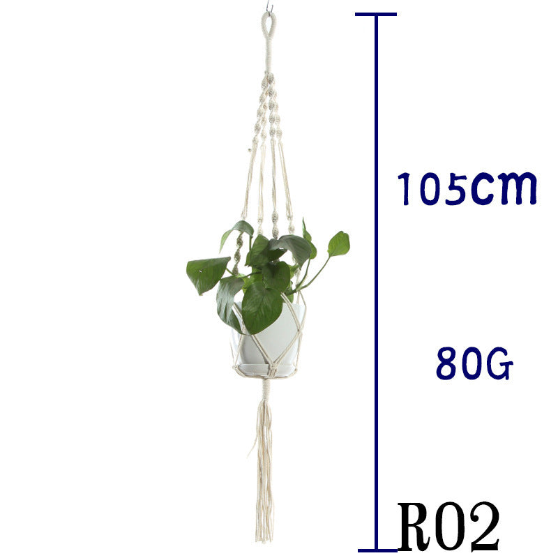 Flower Pot Net Bag Beige Cotton Rope Indoor Plant Hanger Hanging Basket Sling