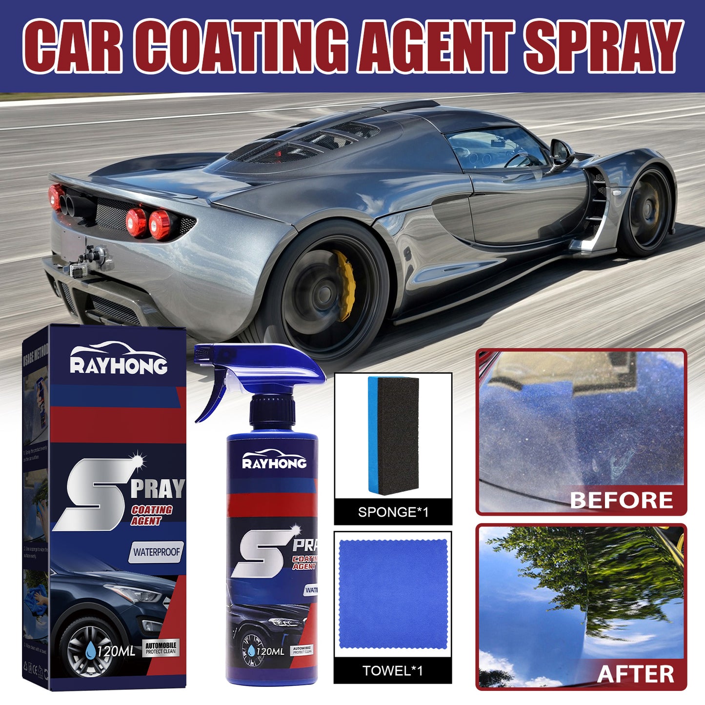 Rayhong Auto Coating Spray, Auto Paint Maintenance Paint Decontamination And Brightening Nano Coating Spray Coating Agent