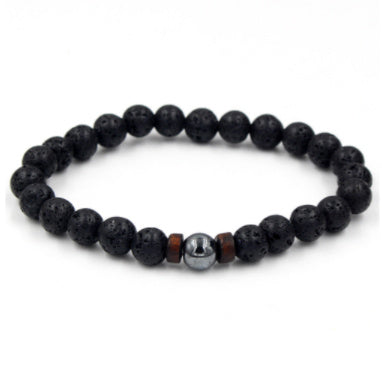 Personality Men's Black Volcanic Stone Bracelet