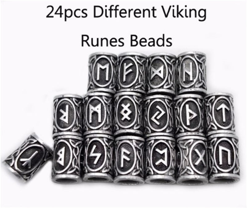 Set Of Viking Rune Beard Beads