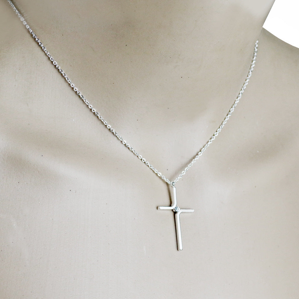 Cross Pendant New Simple Necklace Titanium Steel Plating