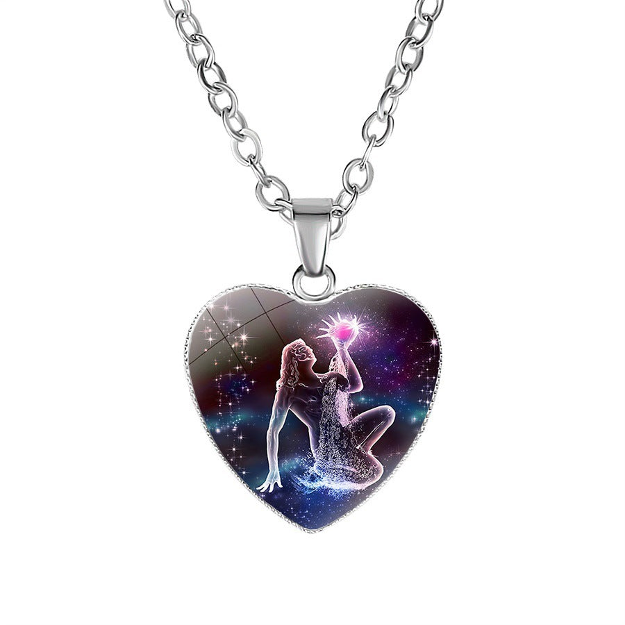 Women's Zodiac Heart Pendant Necklace