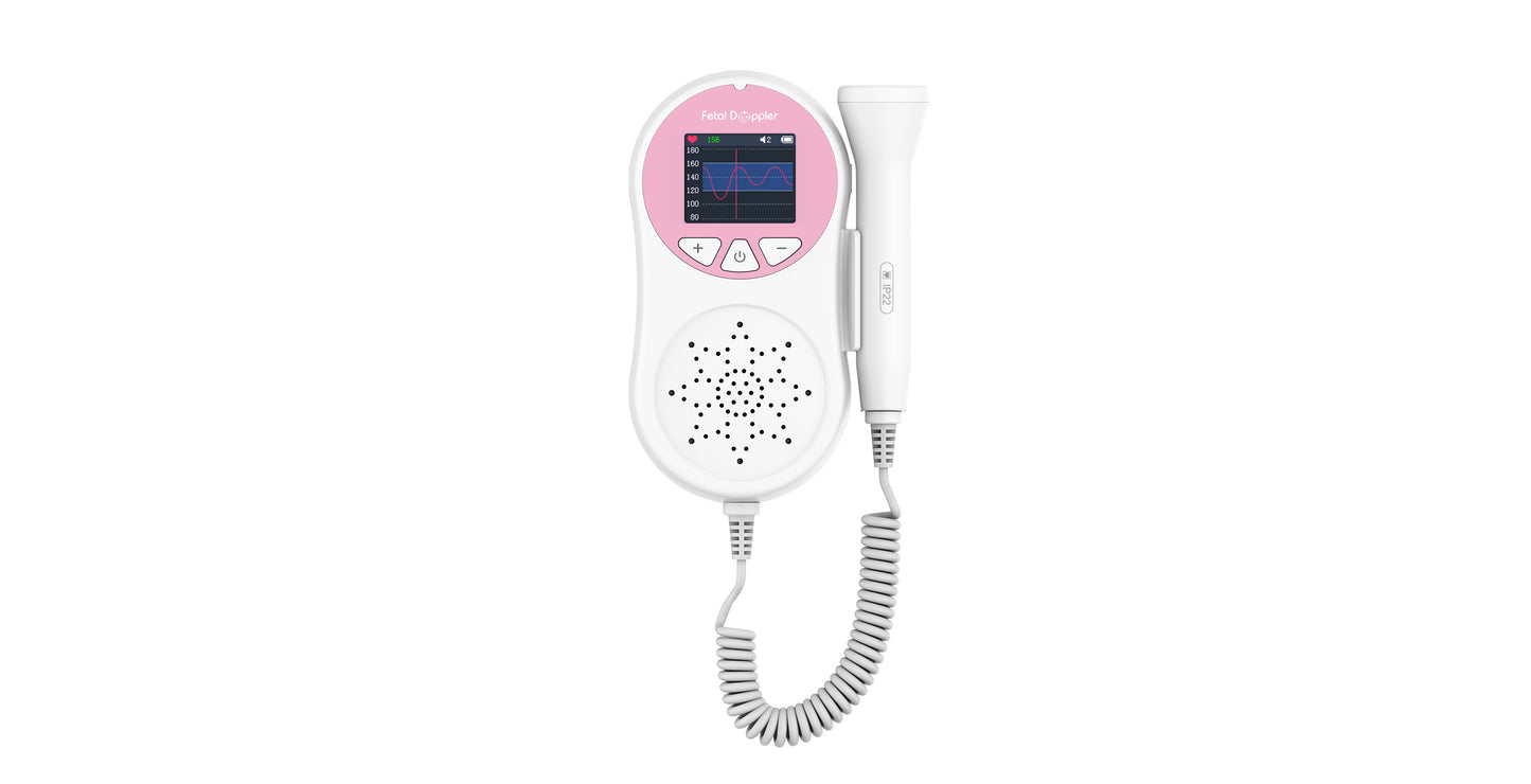 Pocket Fetal Doppler Digits Curve Display Pregnancy Baby Heart Rate Monitor,3Mhz Pink