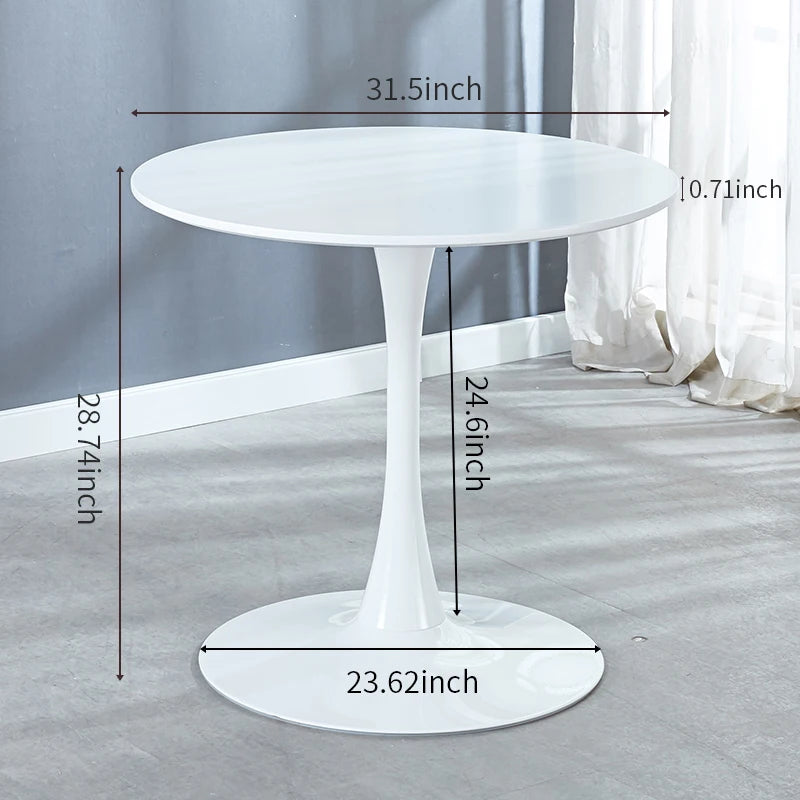 [Flash Sale]5 Pieces Dining Table Chair Sets 1 Round Table+4 Chairs White Kitchen Sets Coffee Sets[US-W]