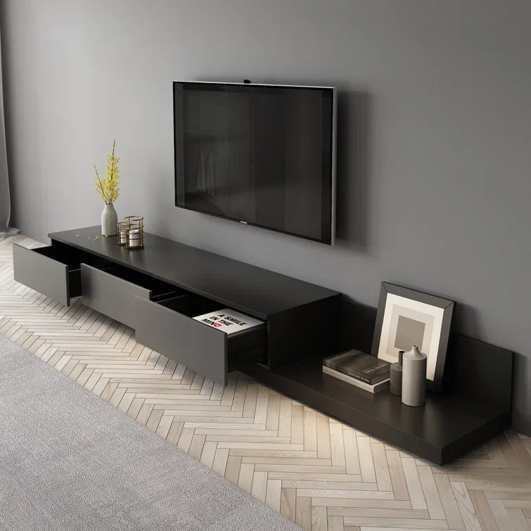 Luxury Lightweight Minimalist TV Stand with Open Storage Shelves, Cabinets and Drawers, Entertainment Center