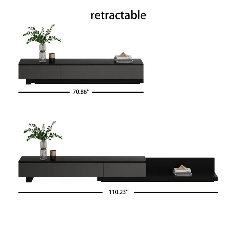 Luxury Lightweight Minimalist TV Stand with Open Storage Shelves, Cabinets and Drawers, Entertainment Center