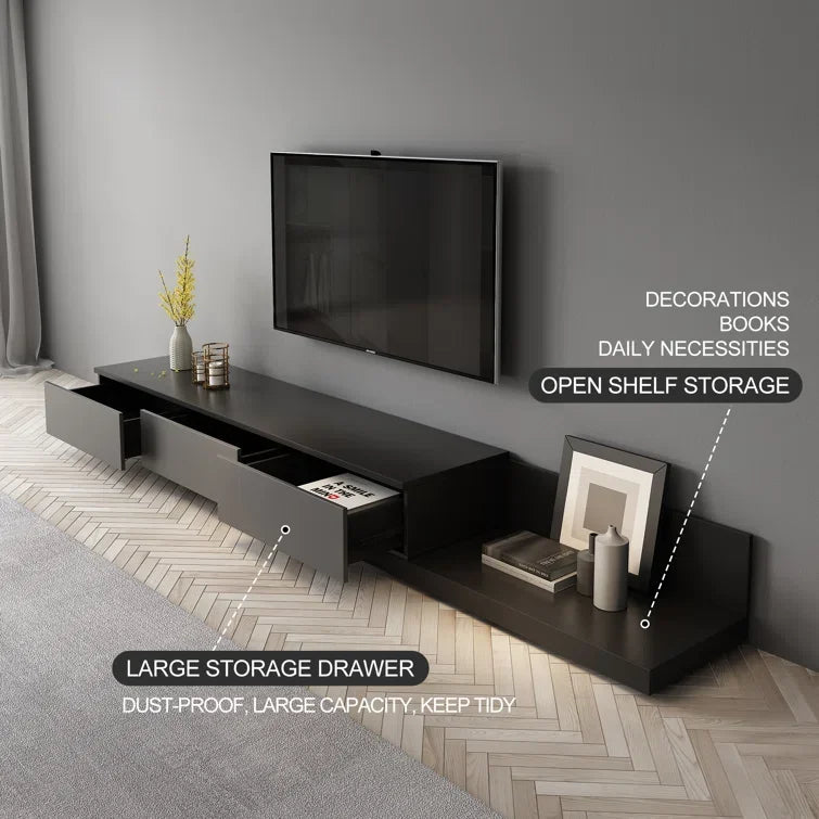 Luxury Lightweight Minimalist TV Stand with Open Storage Shelves, Cabinets and Drawers, Entertainment Center