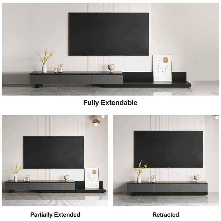 Luxury Lightweight Minimalist TV Stand with Open Storage Shelves, Cabinets and Drawers, Entertainment Center