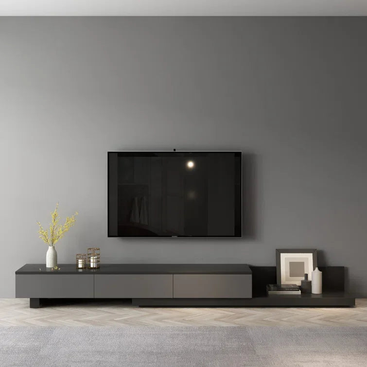 Luxury Lightweight Minimalist TV Stand with Open Storage Shelves, Cabinets and Drawers, Entertainment Center