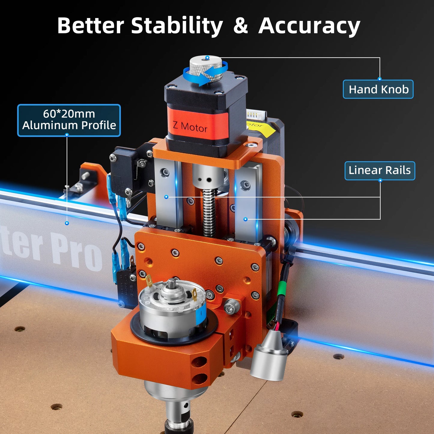 FoxAlien CNC Router Machine Masuter Pro, All Metal Frame Z-axis Linear Rails Drive for Wood Aluminum Carving Cutting Milling