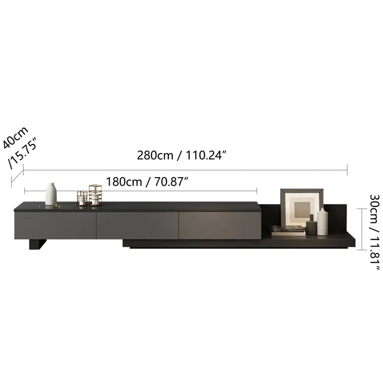 Luxury Lightweight Minimalist TV Stand with Open Storage Shelves, Cabinets and Drawers, Entertainment Center