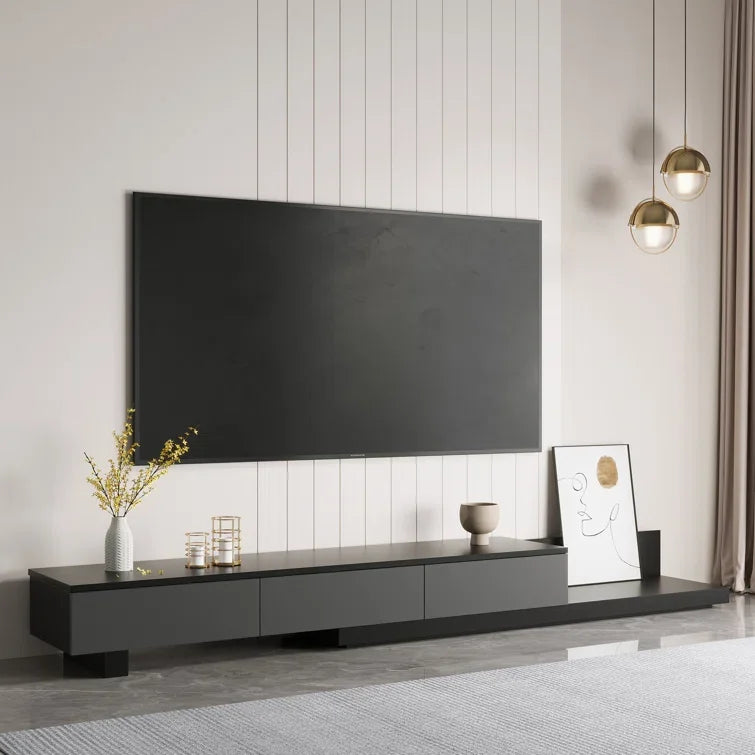 Luxury Lightweight Minimalist TV Stand with Open Storage Shelves, Cabinets and Drawers, Entertainment Center