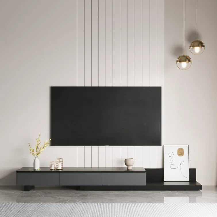 Luxury Lightweight Minimalist TV Stand with Open Storage Shelves, Cabinets and Drawers, Entertainment Center