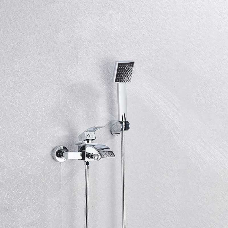 Gold Bathtub Faucet Waterfall Shower Faucet Wall Mounted Hot Cold Water Mixer With Hand Shower Set System For Bathroom