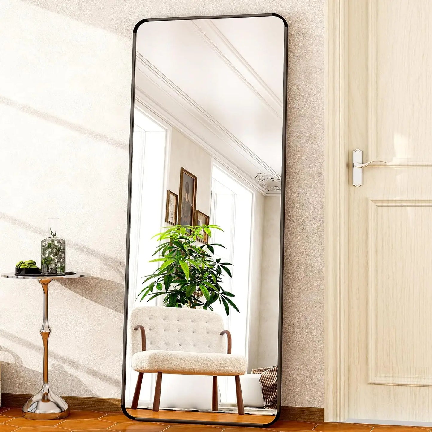 Modern Full-Length Mirror, 64"x21" Floor Mirror with Stand, Wall-Mounted Mirror for Bathroom, Dressing Room - Hanging or Leaning