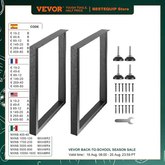 VEVOR 2pcs 28inch Table Legs Adjustable Furniture Legs Square Reinforced Steel Office Table leg Max Load 1000 lbs For Home DIY