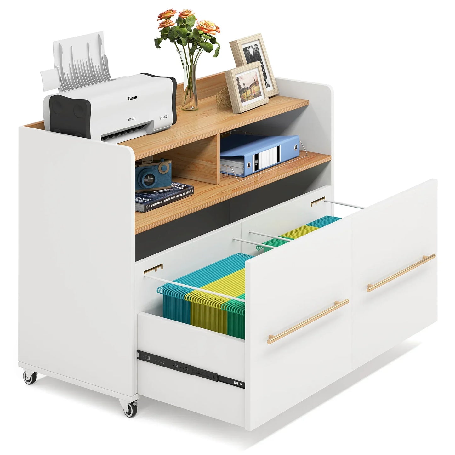 Tribesigns 2-Drawer File Cabinet Mobile Lateral Filing Cabinet for A4/Letter Size, Office File Storage Cabinet, Printer Stand