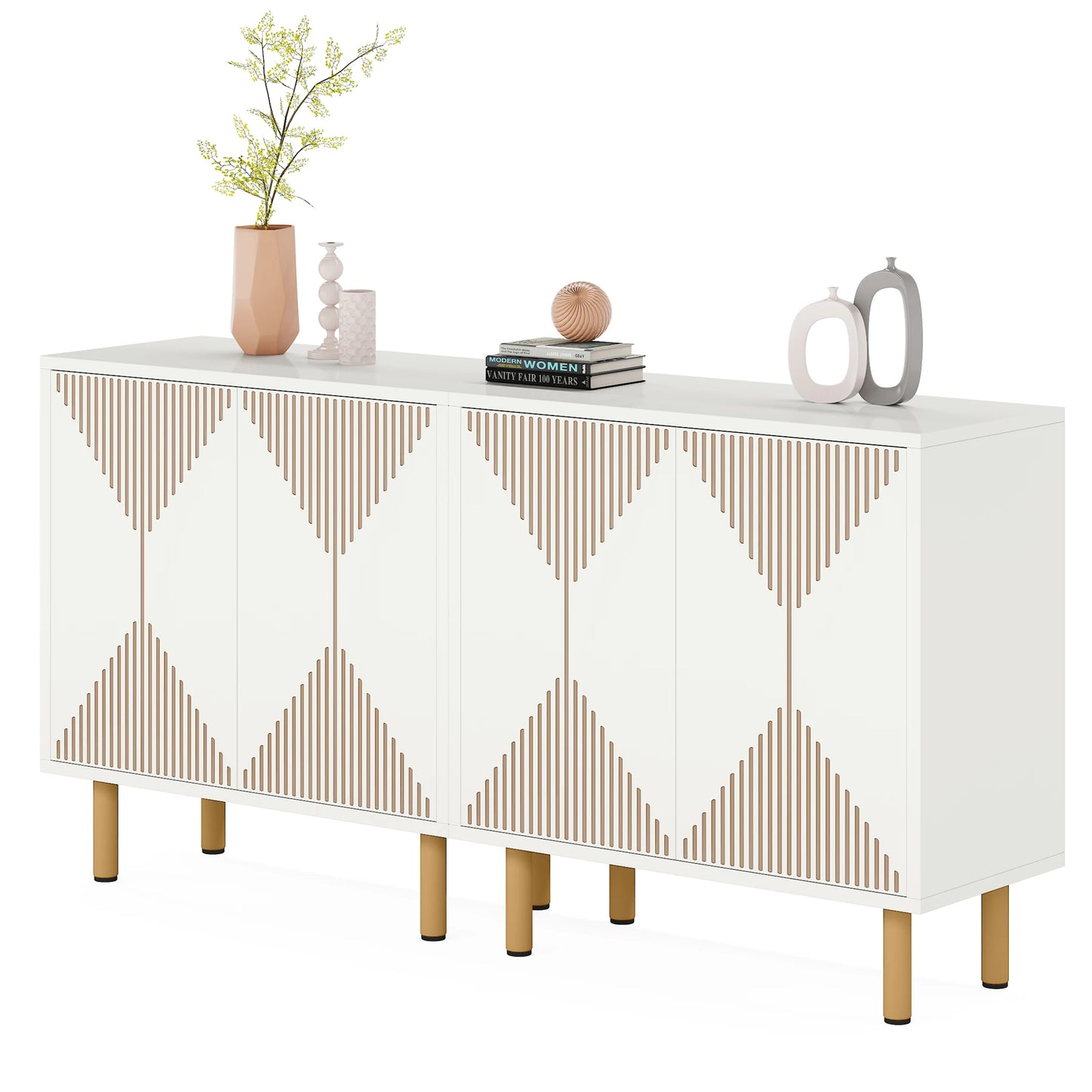 Tribesigns Modern Natural Storage Cabinet, Freestanding Floor Cabinet, 59 inches Sideboard, Wood Buffet Cabinet