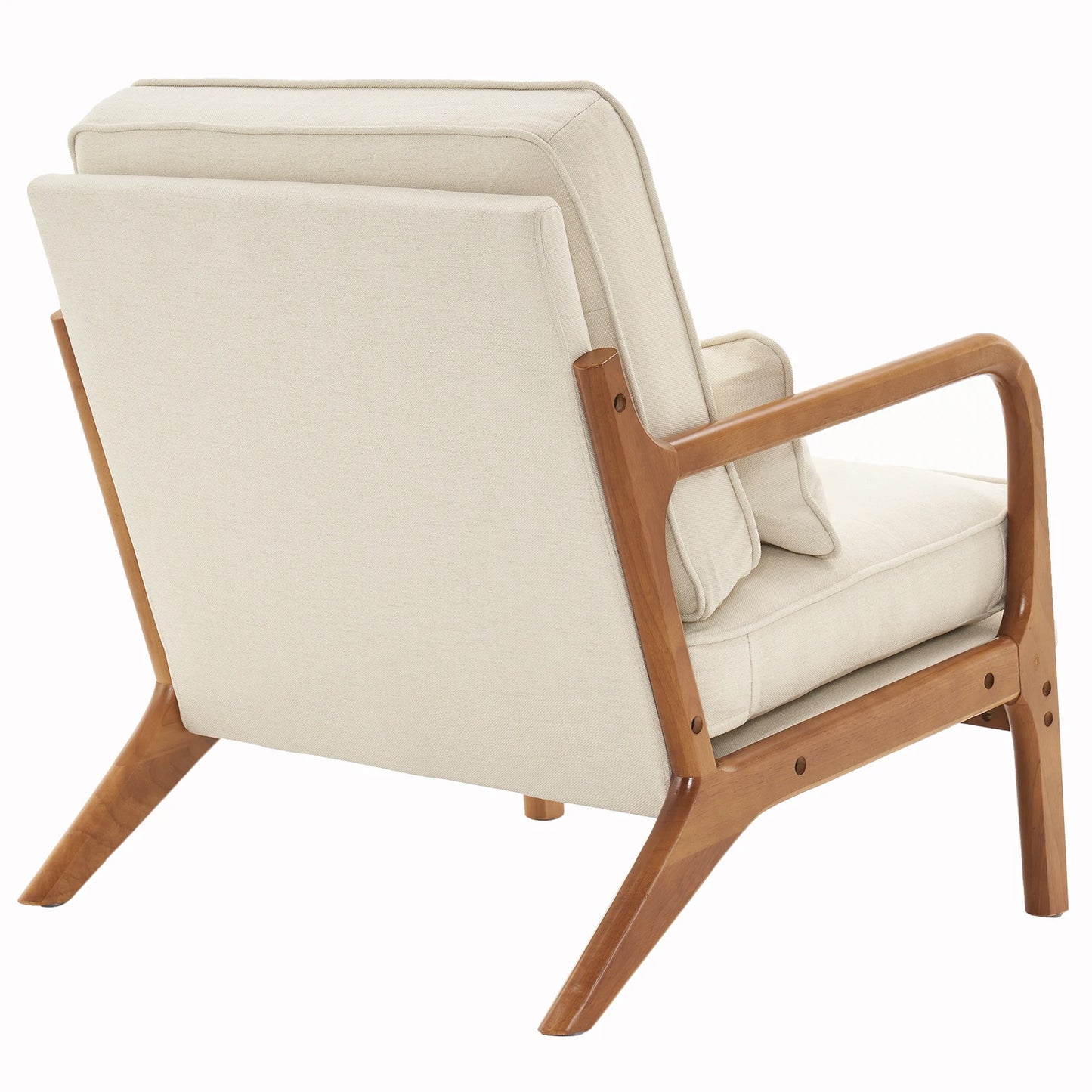 6 Colors Oak Armrest Upholstered Single Lounge Chair Indoor Lounge Chair Off-White[US-W]