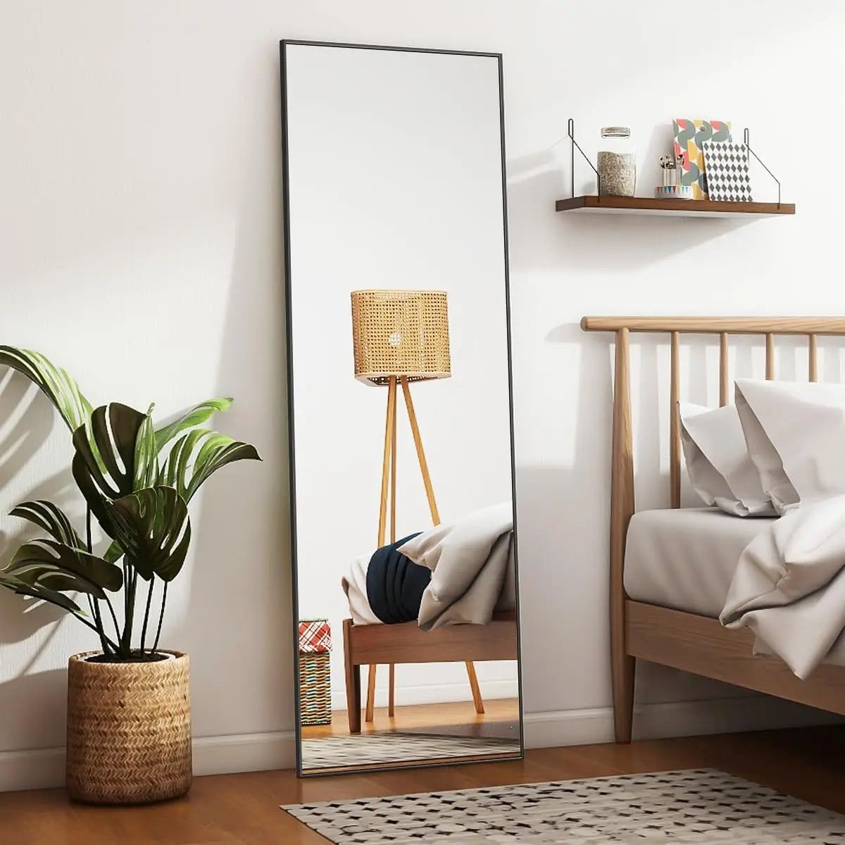 58"x18" Floor Mirror Full Length, Bedroom Floor Body Mirror with Stand, Leaning, Standing or Hanging Horizontally/V