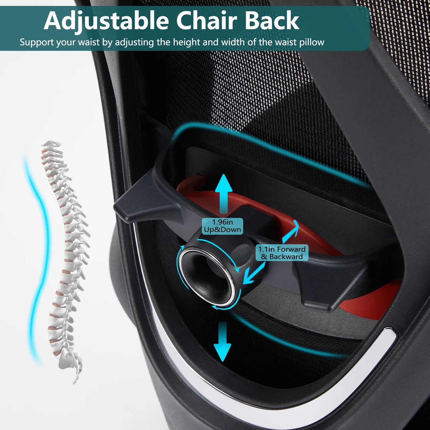 JHK Ergonomic Lumbar Support Mesh Backrest Office Chair Adjustable Height Headrest Breathable Back Rolling Swivel Gaming Chairs