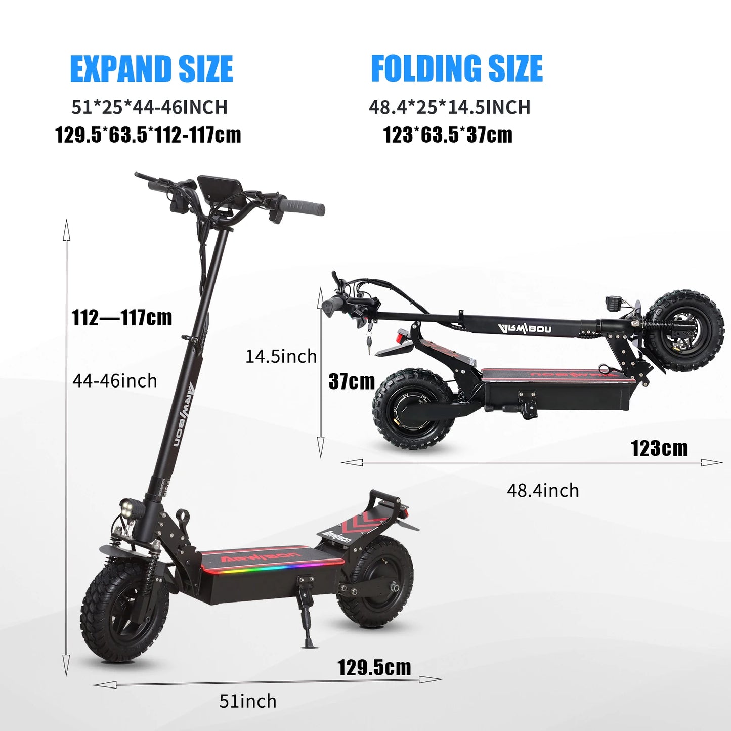 Arwibon Q30 Adult Electric Scooter 2500W Motor Top Speed 38 MPH, 48V16AH, 11 Inch Off-Road Tires Sport Commuter Folding EScooter