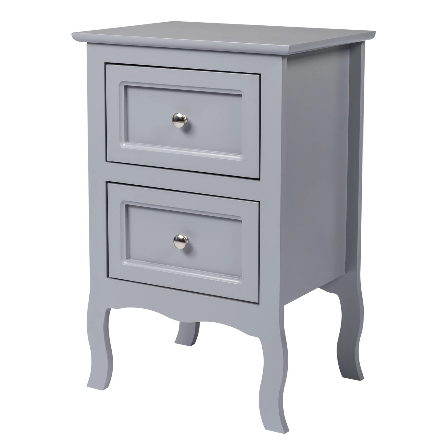 2pcs Country Style Nightstand 2-Tier Night Tables Large Size Bedside Table End Table White/Grey/Brown[US-W]