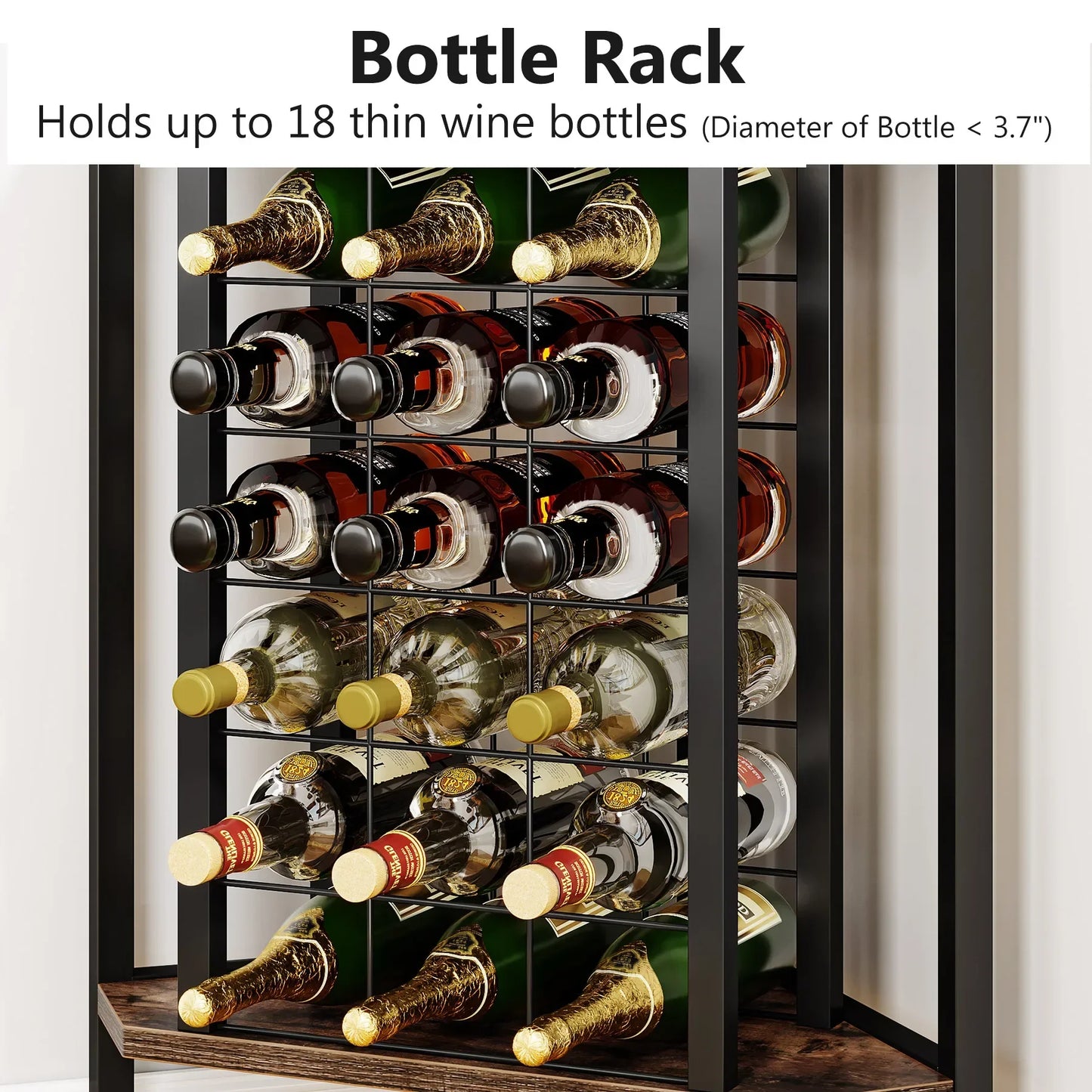 Tribesigns Wine Rack Bar Cabinet 4 Tier Corner Shelf with Glass Holder