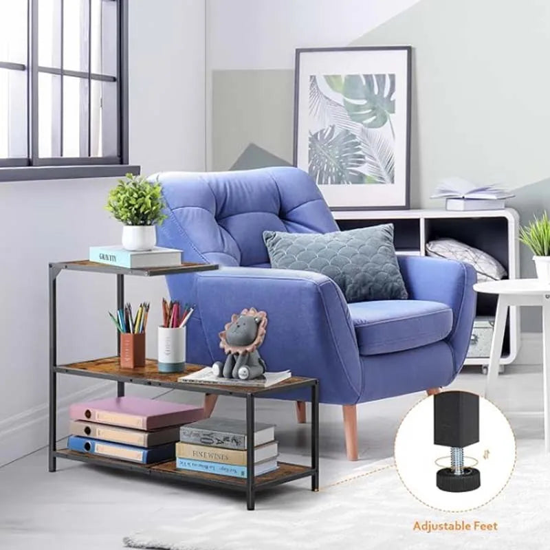 Narrow Side Table 3 Tier Sofa End Table for Small Space Side Table with Storage Shelf Slim Bedside Nightstand