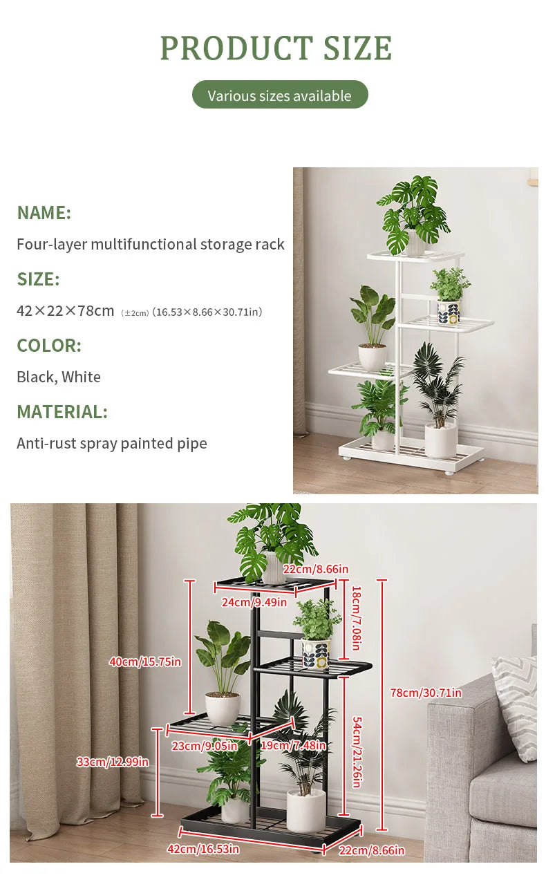 Plant Stand Flower Stand 4/6/8 Tier Flower Pot Shelf Balcony Indoor Multi-layer Storage Rack Succulent Plant Flower Rack