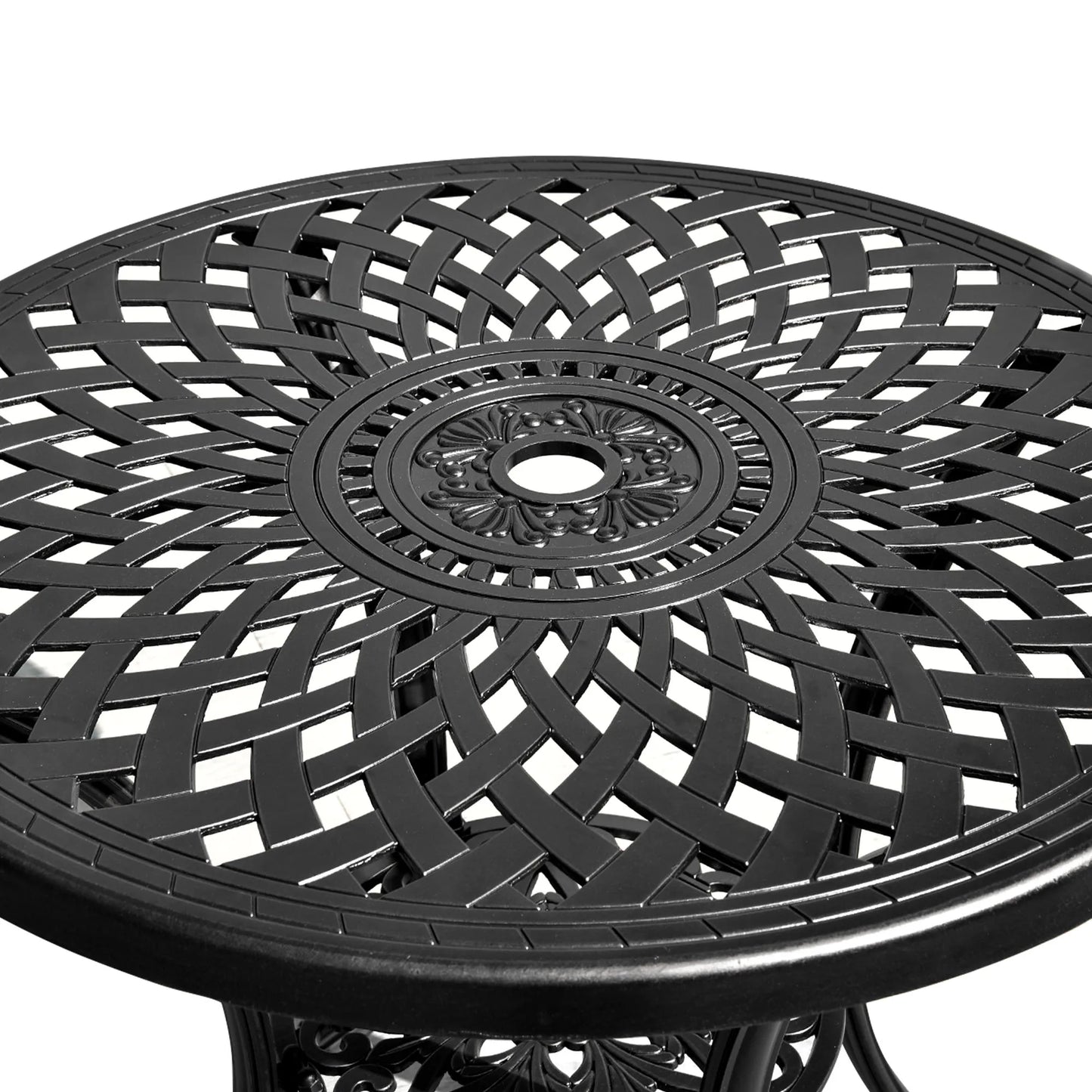 30'' Aluminum Table Patio Bistro Round Table Outdoor Furniture Heavy Duty Black