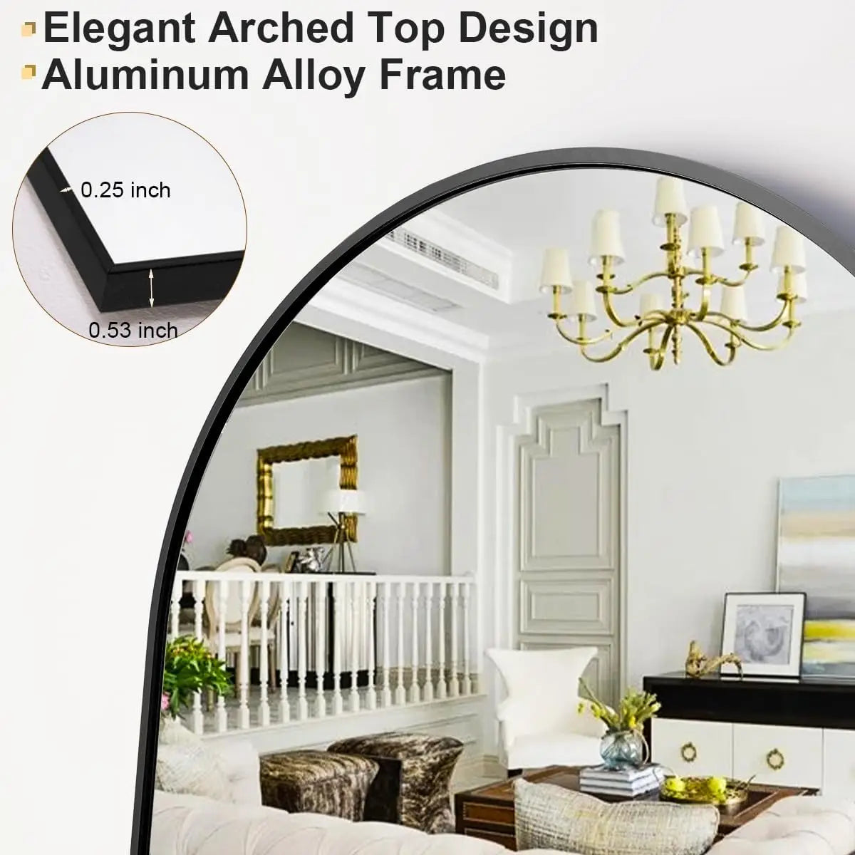 76"x34" Arched Full Length Mirror Free Standing Leaning Mirror Hanging Mounted Mirror Aluminum Frame Modern Simple Home Decor fo