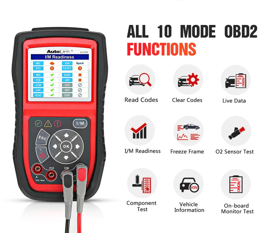 Autel AutoLink AL539 Auto Code Reader OBDII Scan Tool Electrical Test Tool AVO Meter Battery Tester Tools PK AL539B AL519