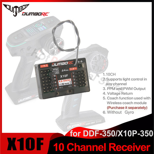 DUMBORC X10F 10CH 4.8-10V Voltage Return Receiver for DDF-350 X10P-350 Transmitter Remote Control RC Car Boat Tank Model Toy