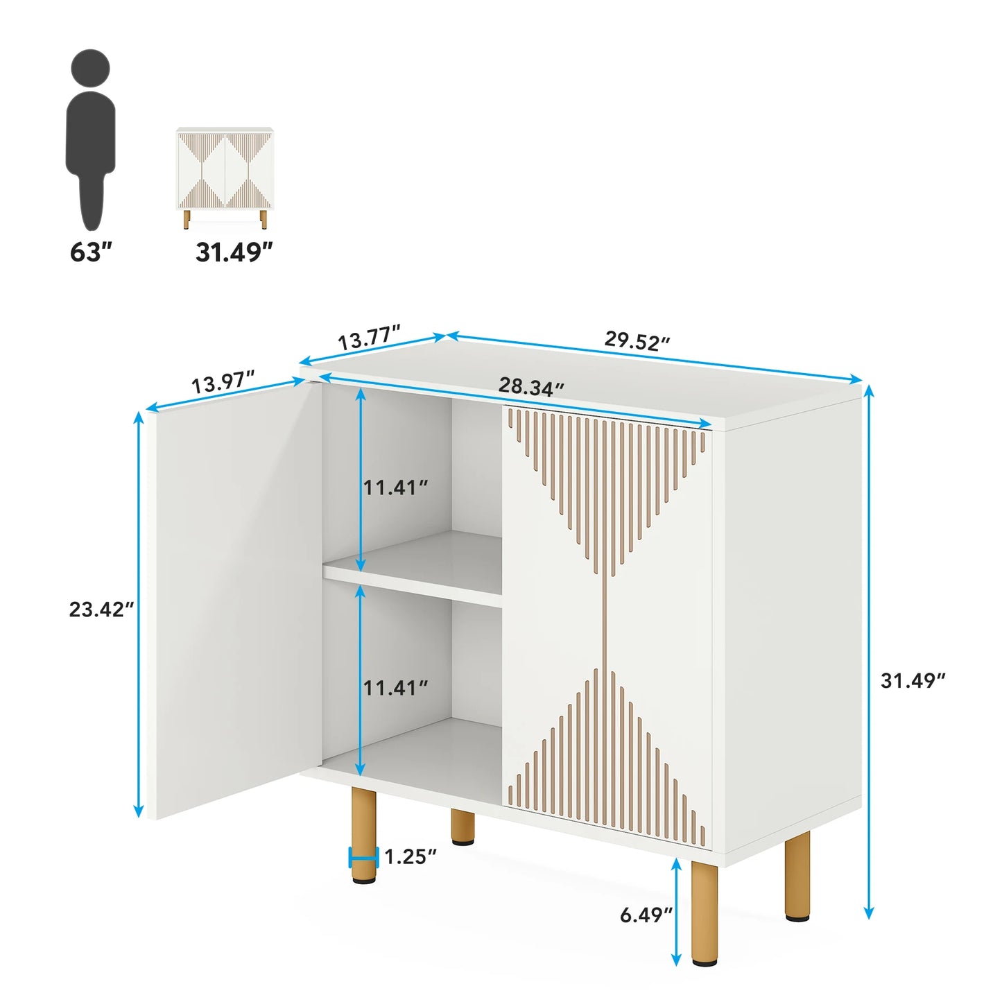 Tribesigns Modern Natural Storage Cabinet, Freestanding Floor Cabinet, 59 inches Sideboard, Wood Buffet Cabinet