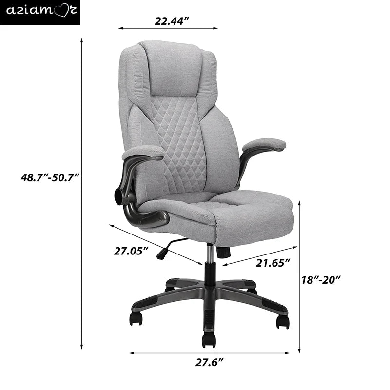 Gray Office Chair With Flip-Up Armrests And Wheels, Executive Office Chair On-Site