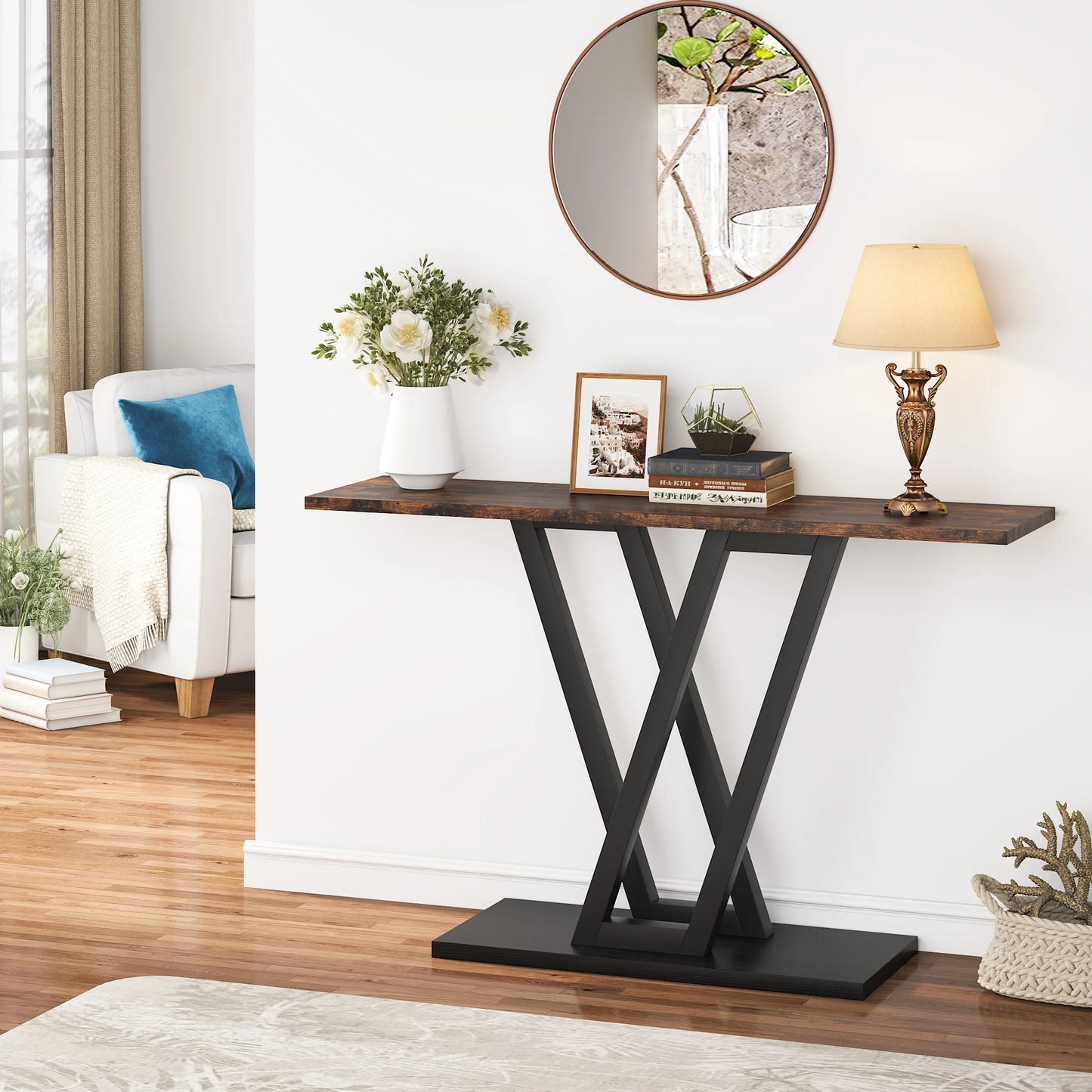 Tribesigns 43 Inch Console Table Industrial Entryway Hallway Table  Living Room Furniture