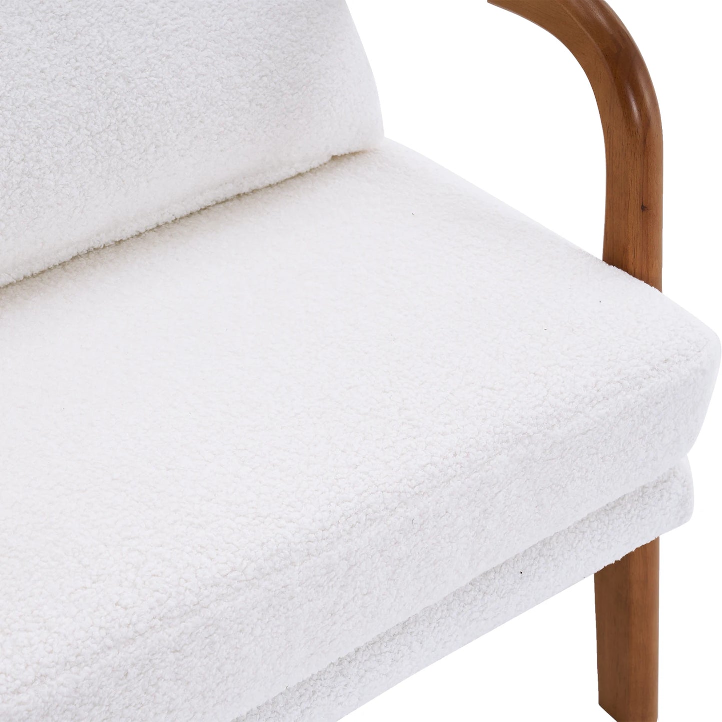 6 Colors Oak Armrest Upholstered Single Lounge Chair Indoor Lounge Chair Off-White[US-W]