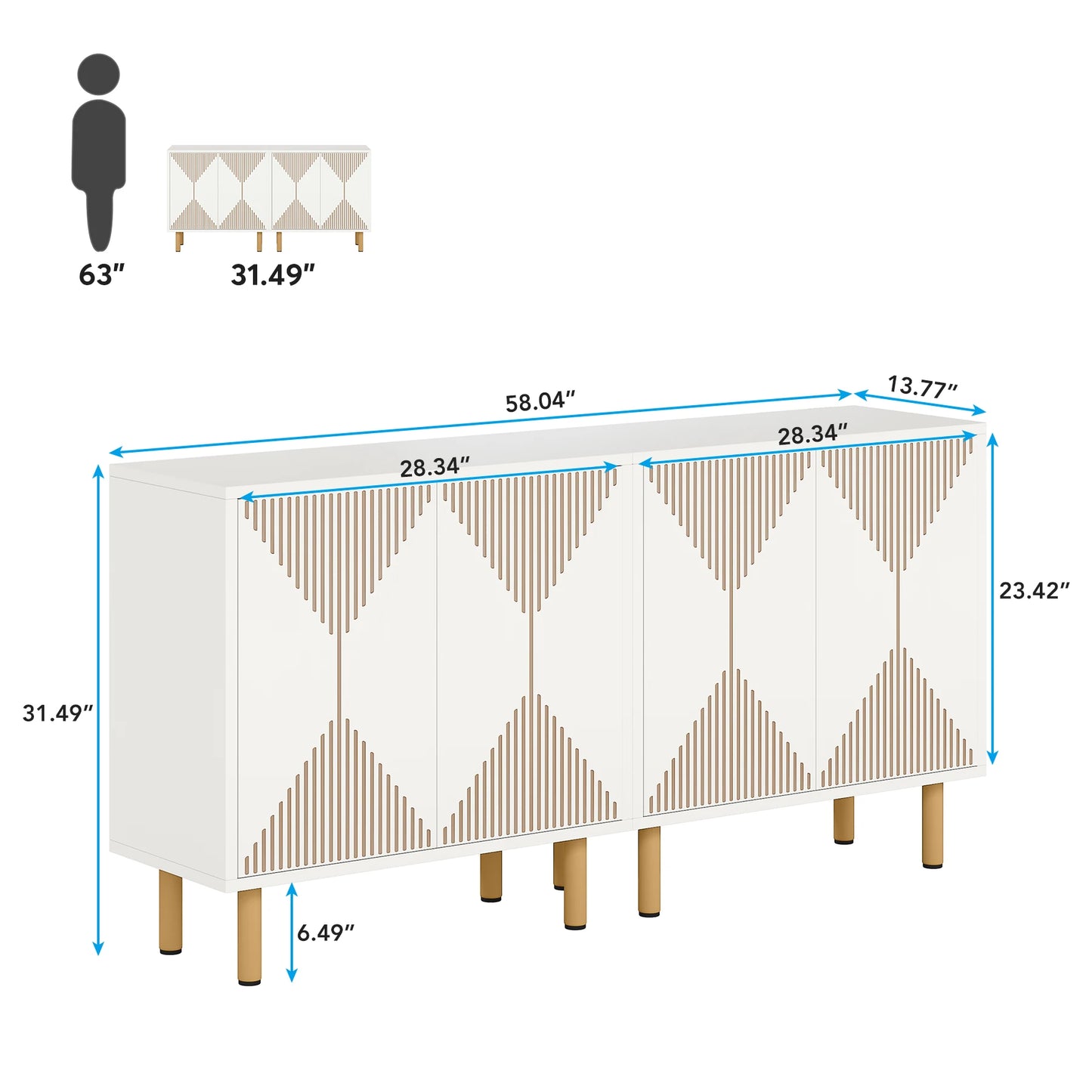 Tribesigns Modern Natural Storage Cabinet, Freestanding Floor Cabinet, 59 inches Sideboard, Wood Buffet Cabinet