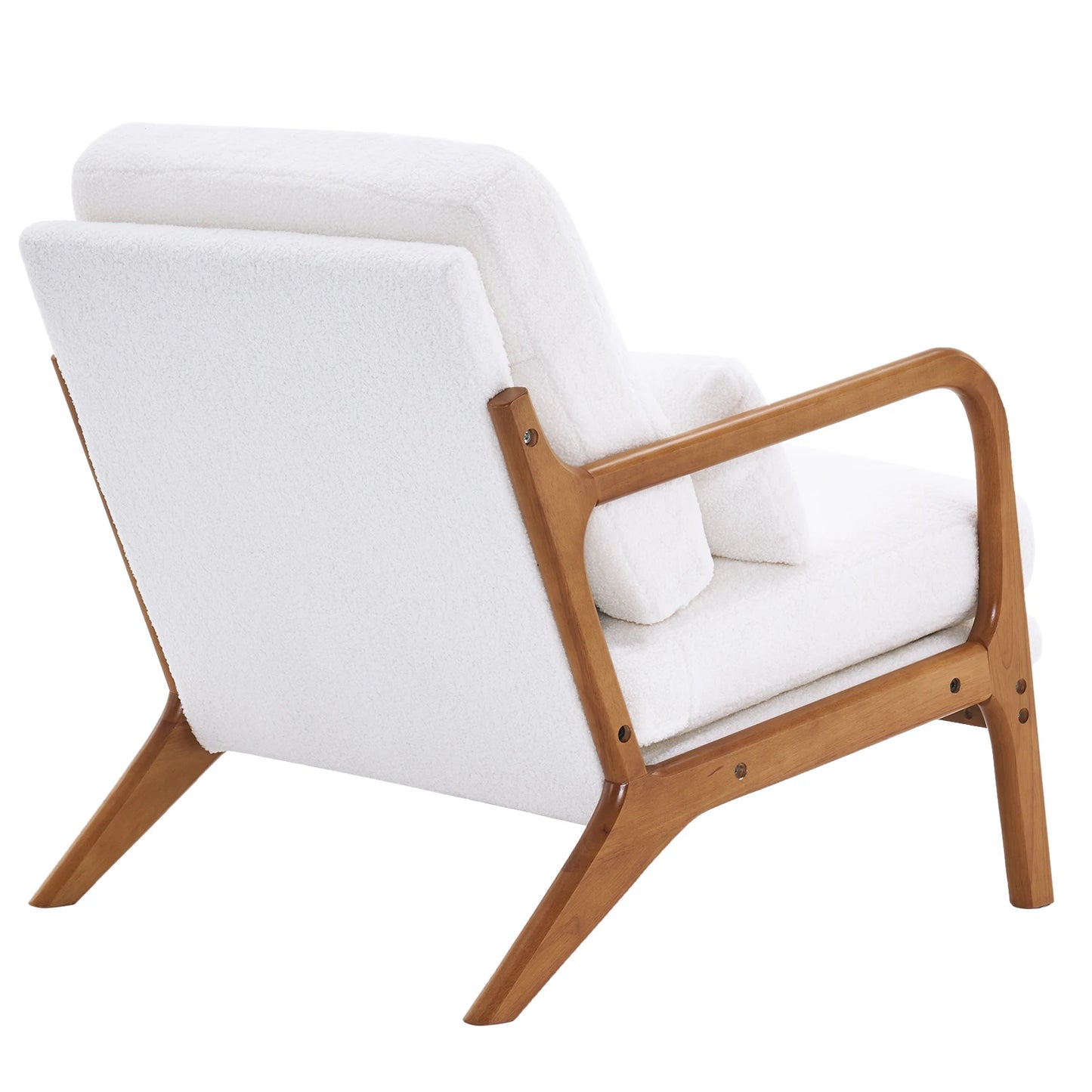 6 Colors Oak Armrest Upholstered Single Lounge Chair Indoor Lounge Chair Off-White[US-W]