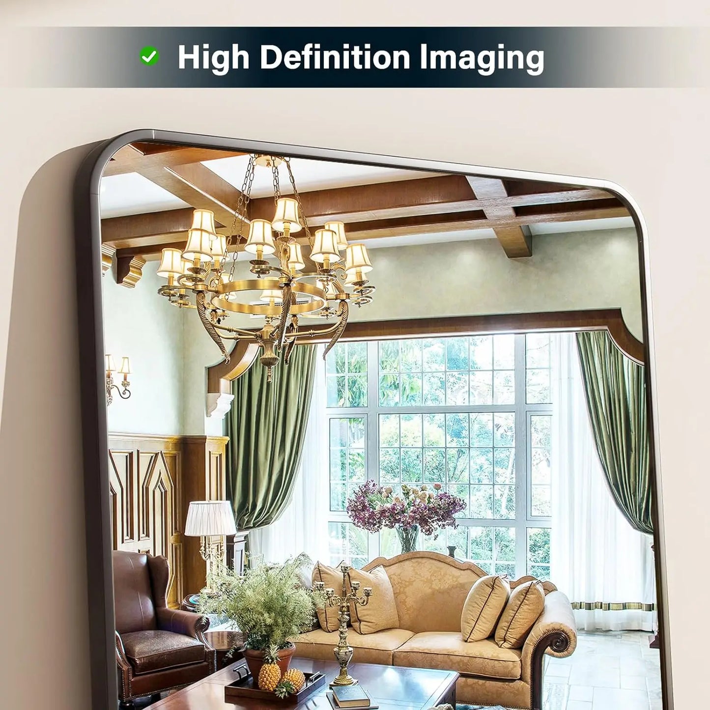 59"x16" Floor Full Length Mirror Standing Full Body Rounded Corner Rectangle Mirrors with Stand Hanging Wall Mounted Leaning