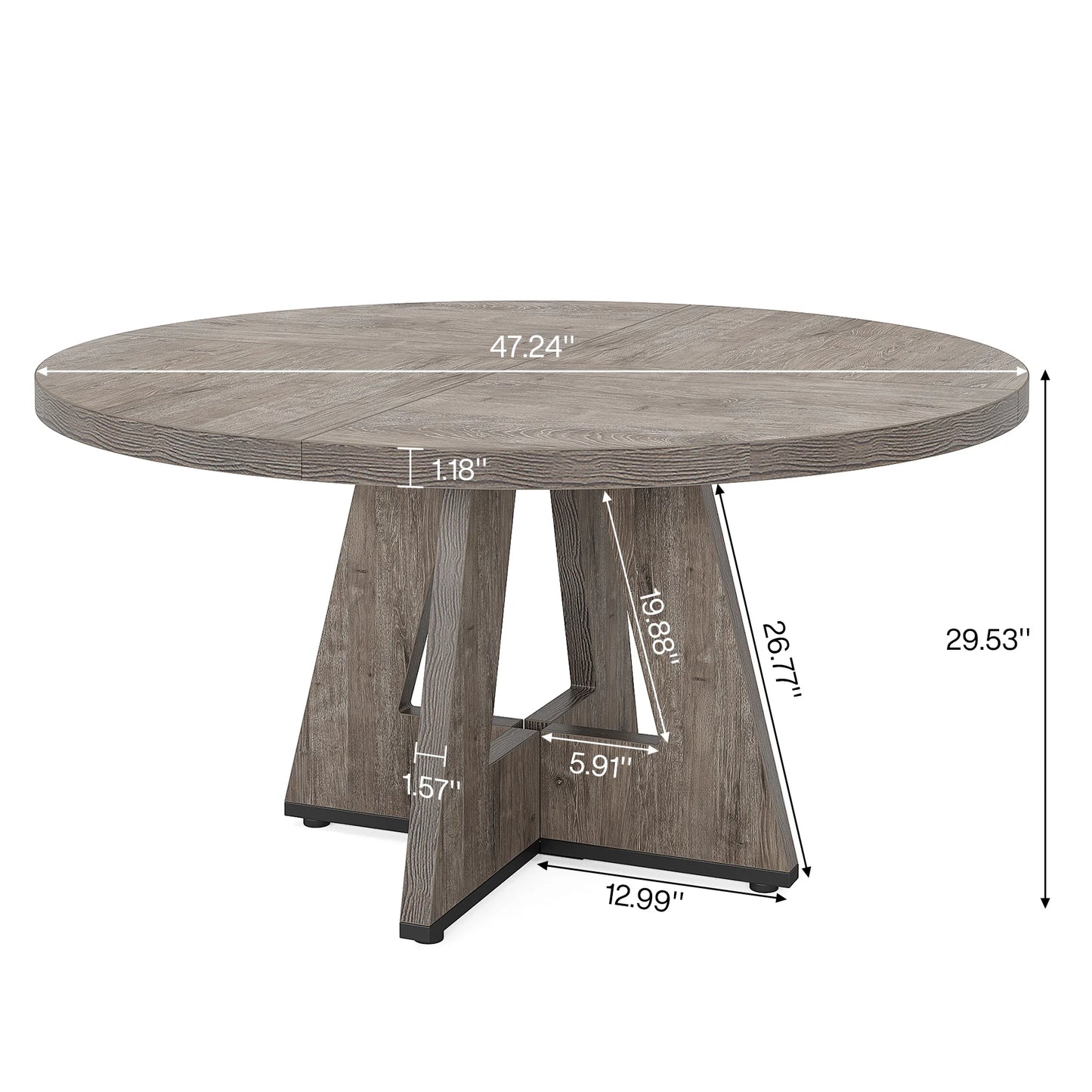 Tribesigns Round Dining Table for 4, 47 Inch Farmhouse Kitchen Table Small Dinner Table Kitchen Dinning Table for Dining Room