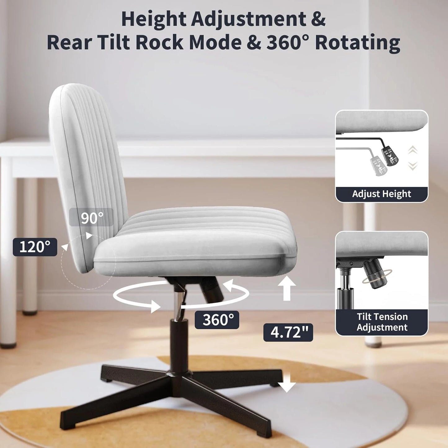 Office Chair Desk Chair Reading Chair with Wider Cushion Office Chairs Rocker Function, Modern Home 360° Swivel Gaming Chair